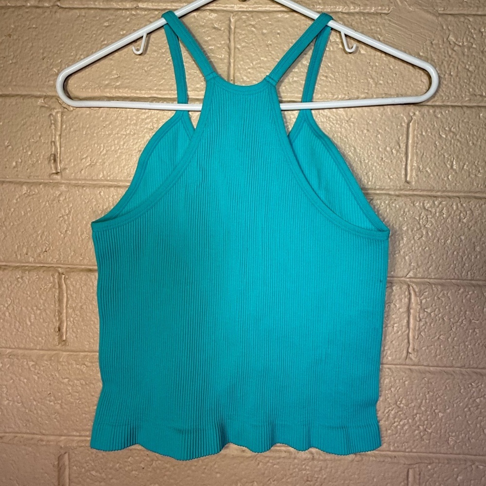 Ododos Women's Turquoise Ribbed Tank Top - Picture 2 of 5